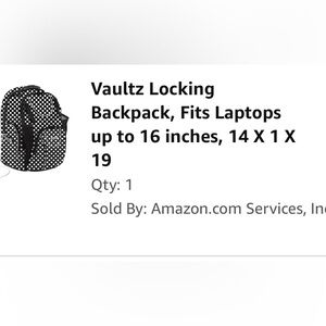 Vaultz black and white polkadot backpack.